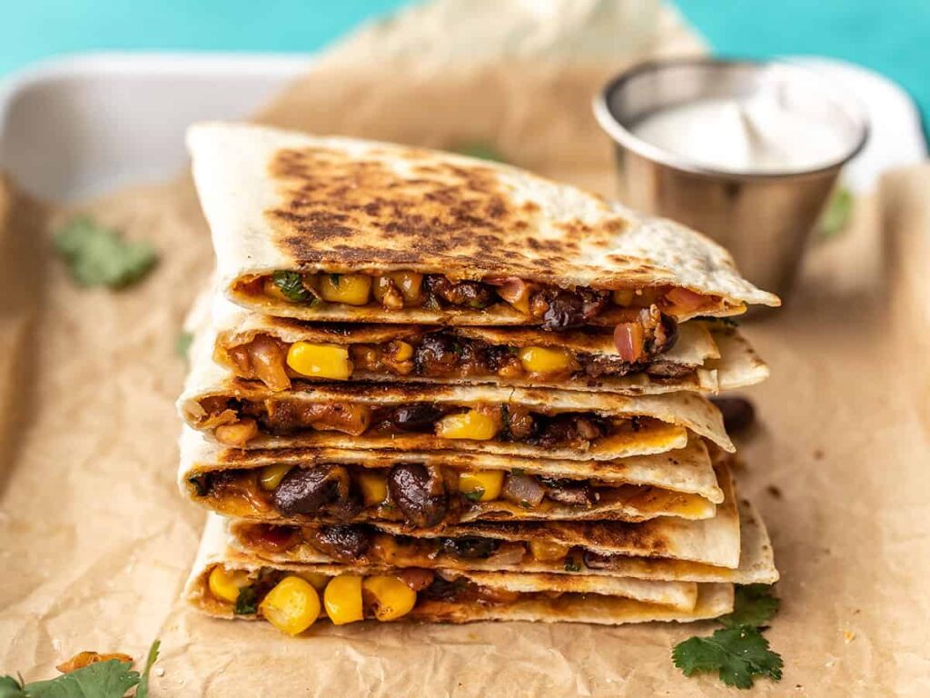 black bean and corn quesadilla