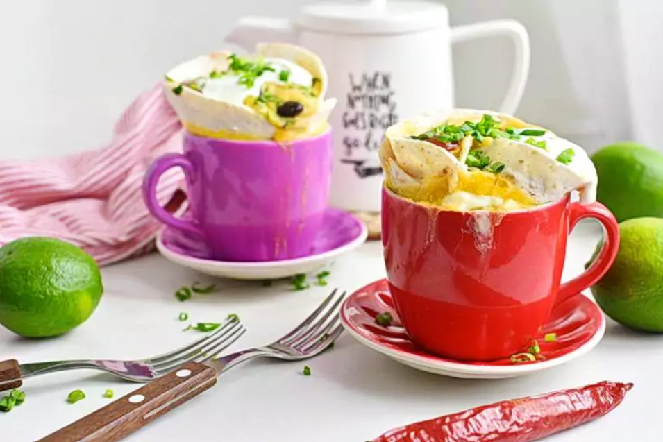 breakfast burrito in a mug