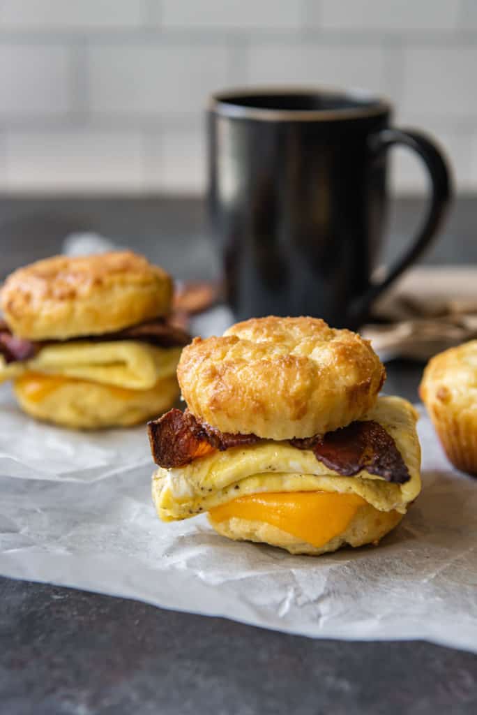 breakfast sandwich in a mug