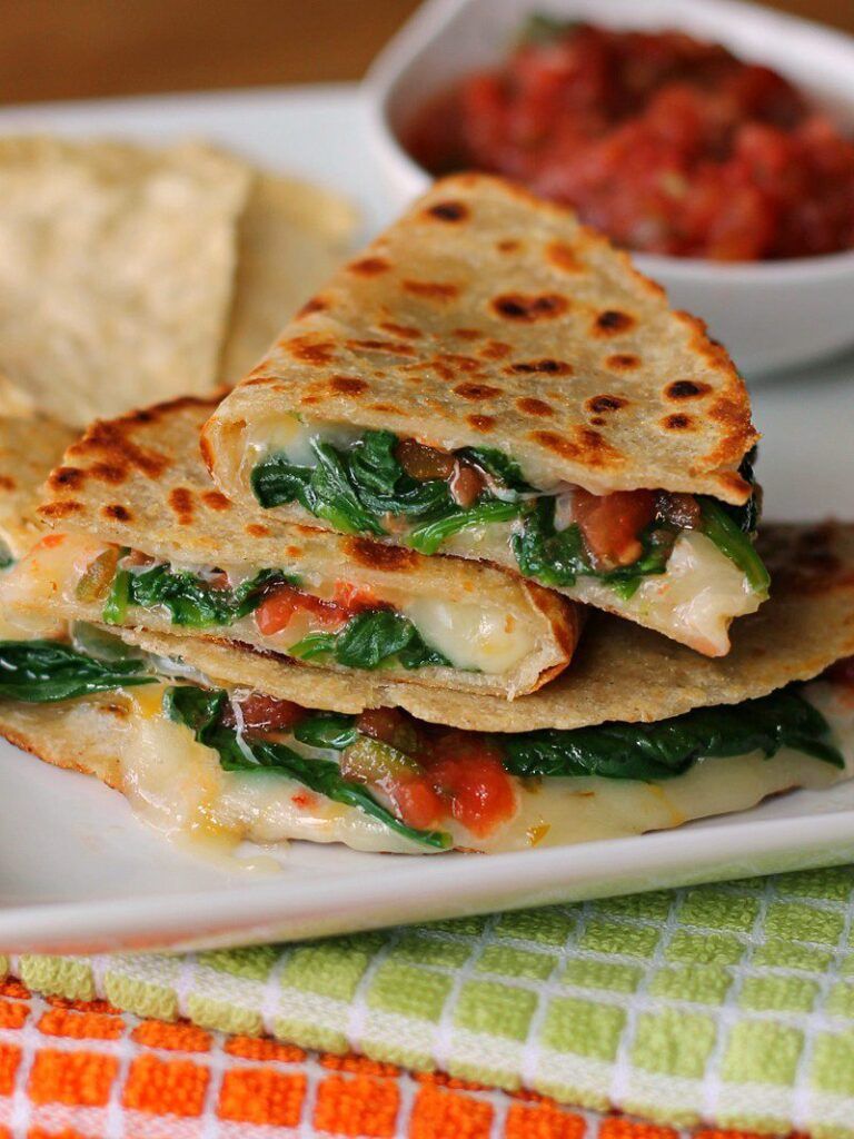 cheese and spinach quesadilla