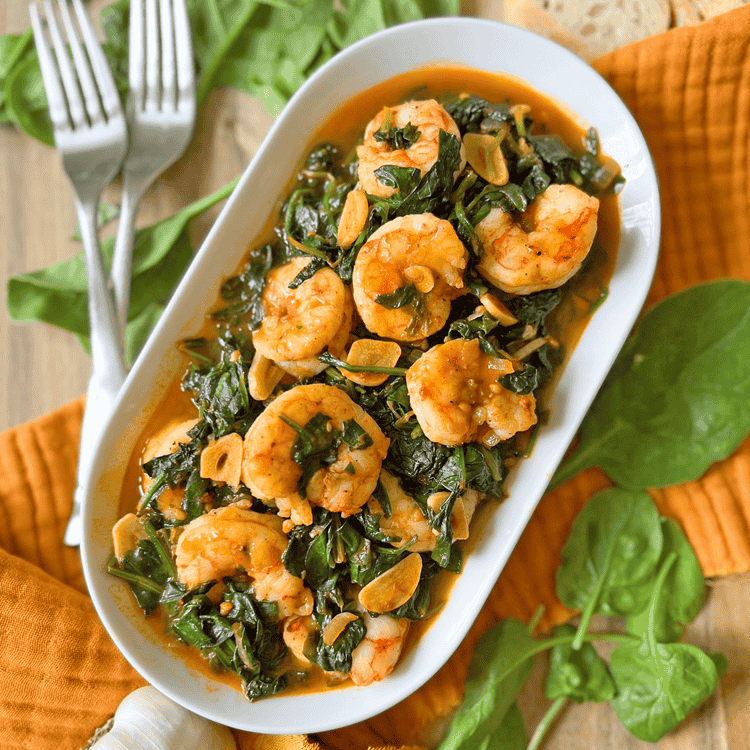 garlic shrimp and spinach