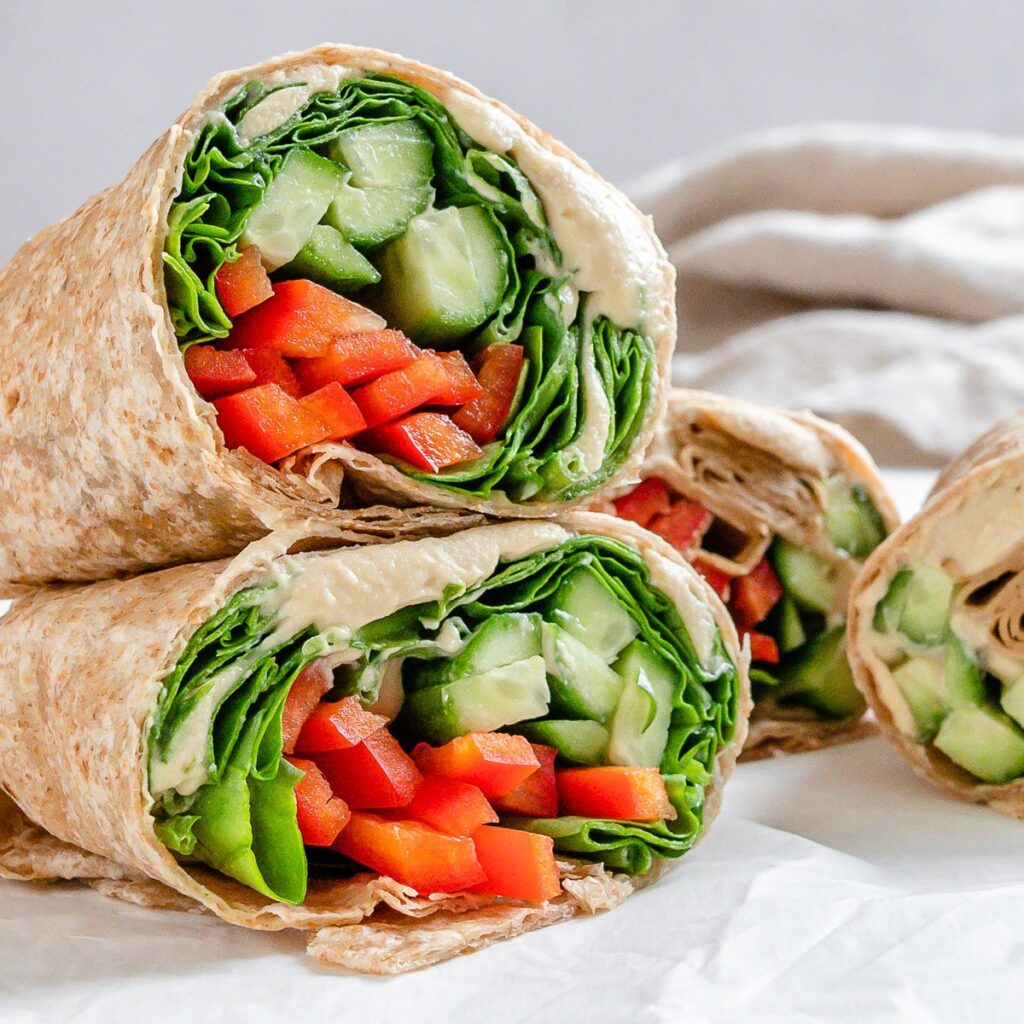 hummus and veggie wrap